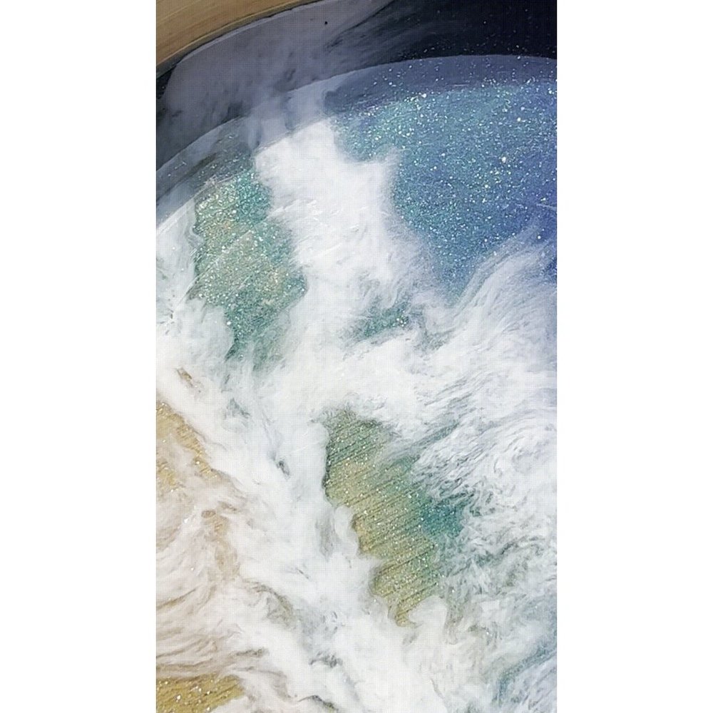 Ocean Resin Art in 10” Bamboo tray, Original Art - Picture 10 of 10